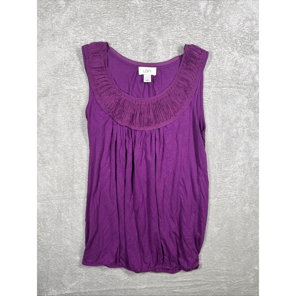 Ann Taylor Loft Womens Size S Sheer Burgundy Sleeveless Lace Wine